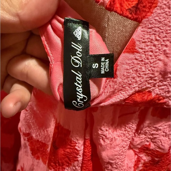 Crystal doll pink floral dress with sleeves small - Picture 7 of 7